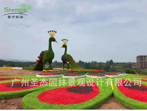 仿真孔雀绿雕造景装饰